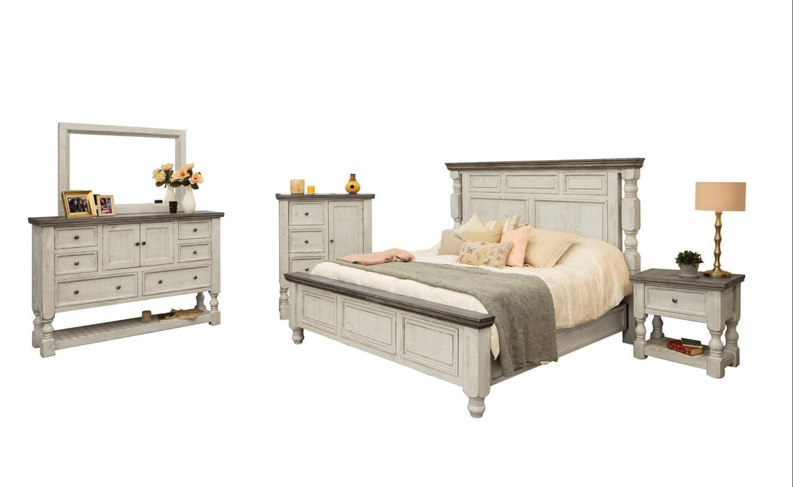 Solid Wood Six Drawer Triple Dresser - Gray / Ivory