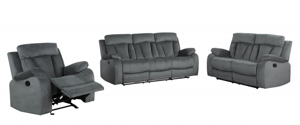 Three Piece Microsuede Indoor Six Person Seating Set - Gray