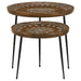 Nuala - 2 Piece Round Nesting Table With Tripod Tapered Legs - Honey And Black - Simple Home Plus