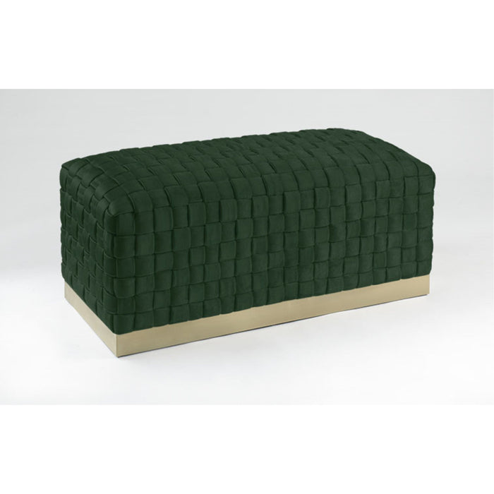 Upholstered Velvet Bench - Hunter Green / Gold