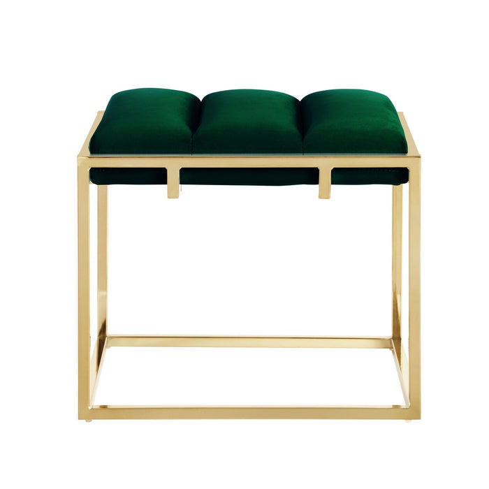 Velvet Ottoman - Green / Gold