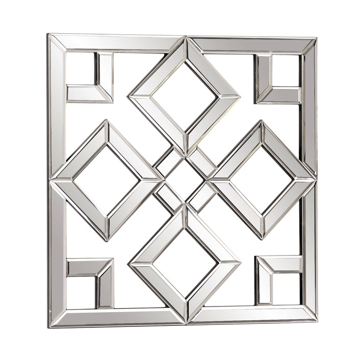 Interlocking Mirrored Squares With Lattice Design - Silver