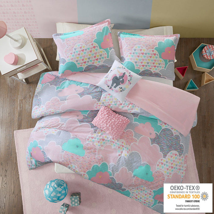 Cloud - Printed Comforter Cotton Set - Pink