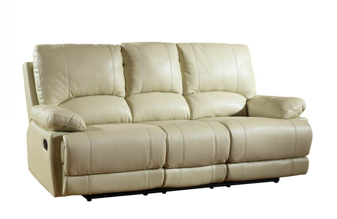 Sofa Faux Leather With Black Legs - Beige