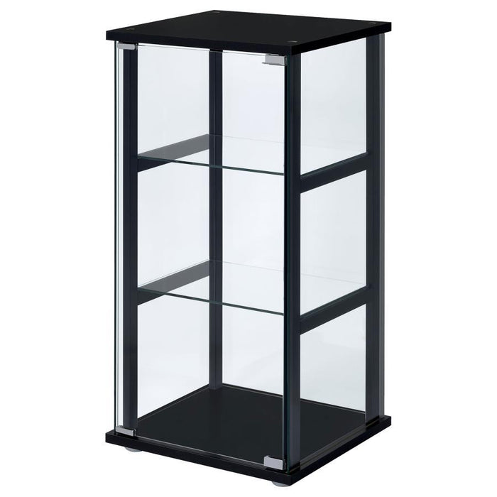 Cyclamen - 3-Shelf Glass Curio Cabinet - Black And Clear - Simple Home Plus