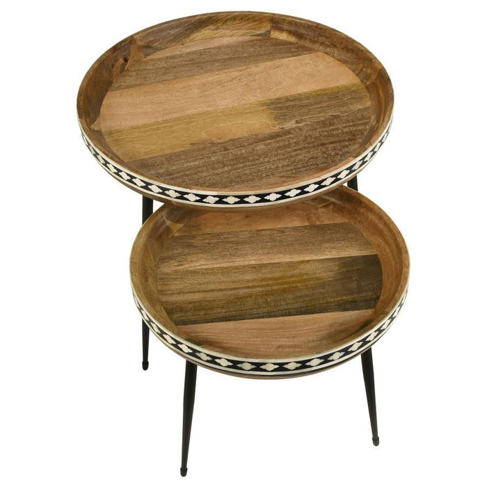 Ollie - 2 Piece Round Nesting Table - Natural And Black - Simple Home Plus