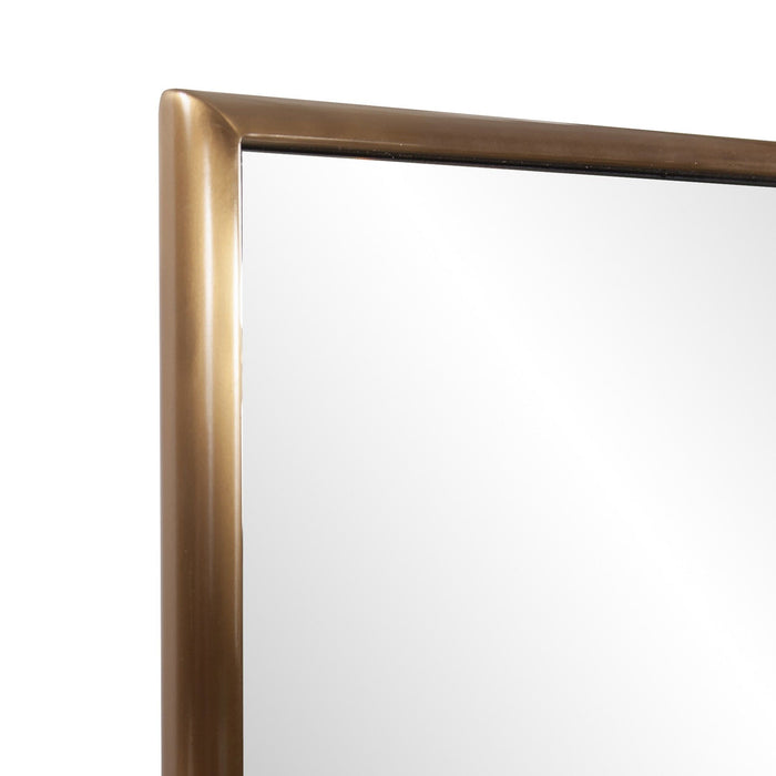 Antiqued Rectangular Wall Mirror - Brushed Brass