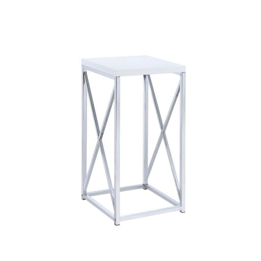 Edmund - Accent Table With X-Cross - Glossy White And Chrome - Simple Home Plus