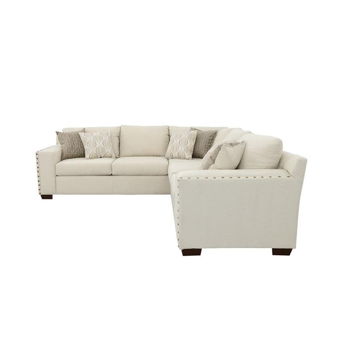 Aria - L-Shaped Sectional With Nailhead - Oatmeal - Simple Home Plus