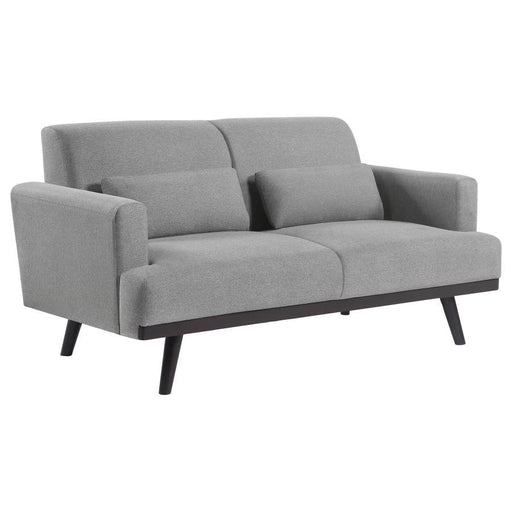 Blake - Upholstered Loveseat With Track Arms - Sharkskin And Dark Brown - Simple Home Plus