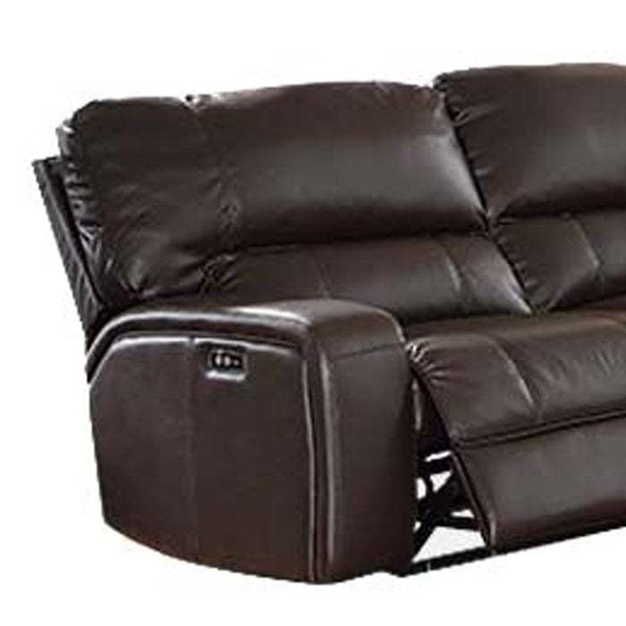 Faux Leather Power Reclining L Shaped Six Piece Corner Sectional With Console - Espresso