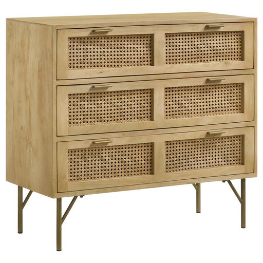 Zamora - 3-Drawer Accent Cabinet - Natural And Antique Brass - Simple Home Plus