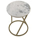 Malthe - Round Accent Table With Marble Top - White And Antique Gold - Simple Home Plus