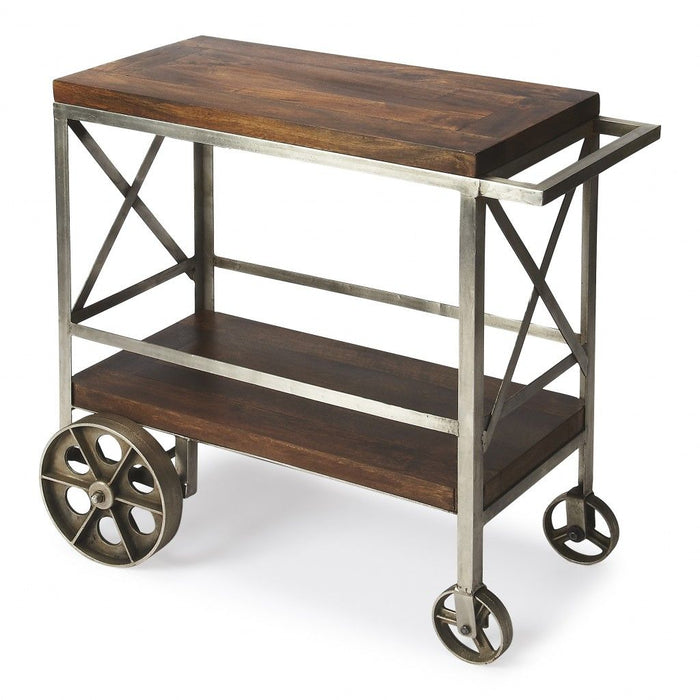 Vintage Style Rolling Server Bar Cart - Brown