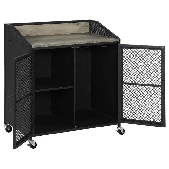 Arlette - Wine Cabinet With Wire Mesh Doors - Gray Wash And Sandy Black - Simple Home Plus