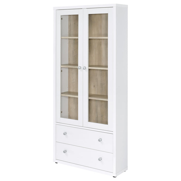 Hawthorne - 4-Shelf Glass Door Tall Cabinet With Drawers