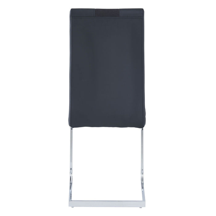 Dining Chairs With Silver Tone Metal Base (Set of 4) - Black Two Toned