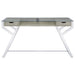 Emelle - 2-Drawer Glass Top Writing Desk - Gray Driftwood And Chrome - Simple Home Plus