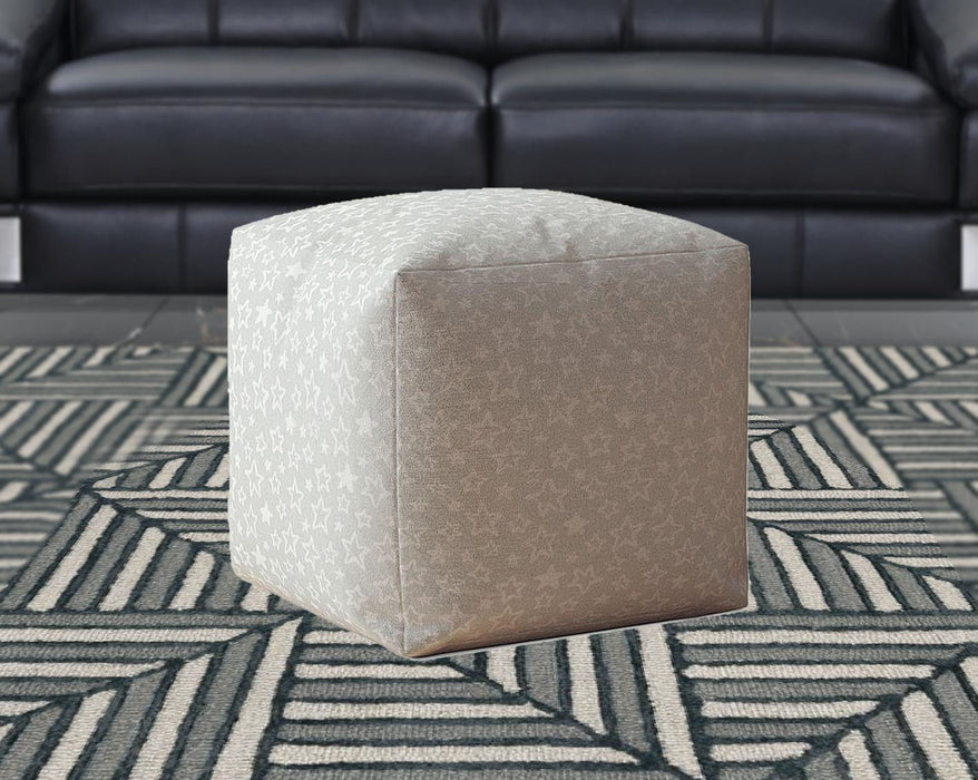 Cotton Abstract Pouf Cover - Gray