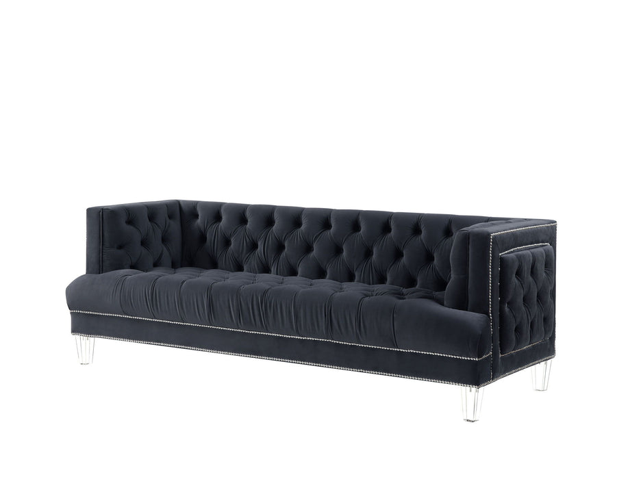 Velvet Sofa With Black Legs - Charcoal