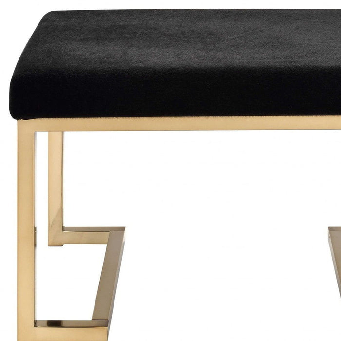 Cotton Blend Ottoman - Black / Gold