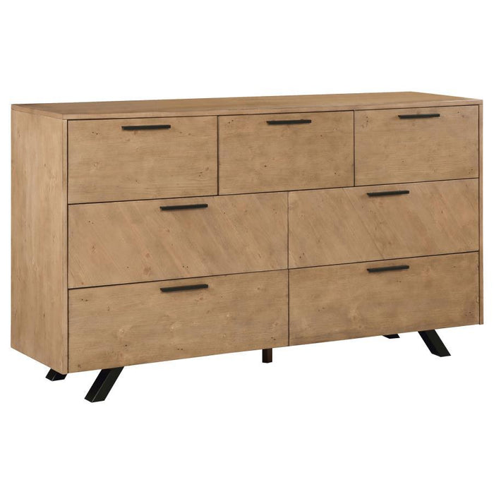 Taylor - 7-Drawer Rectangular Dresser - Light Honey Brown - Simple Home Plus