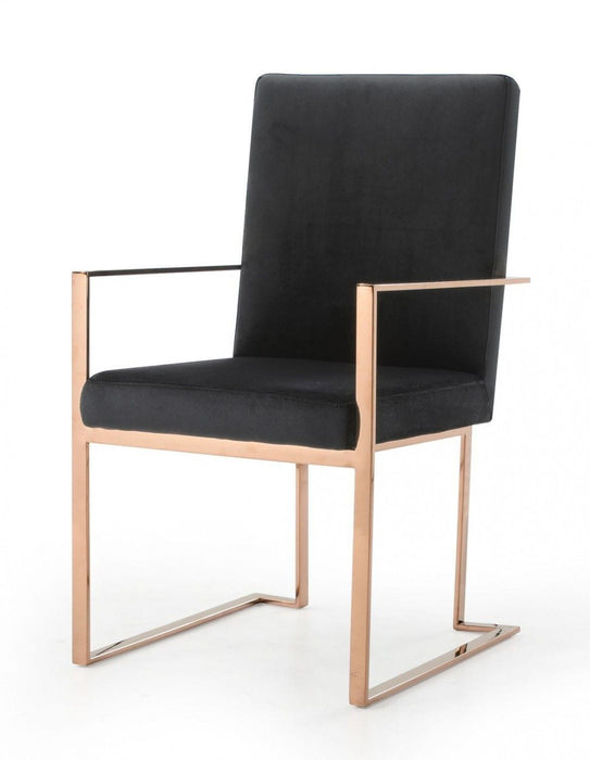 Rosegold Velvet Dining Chair - Black