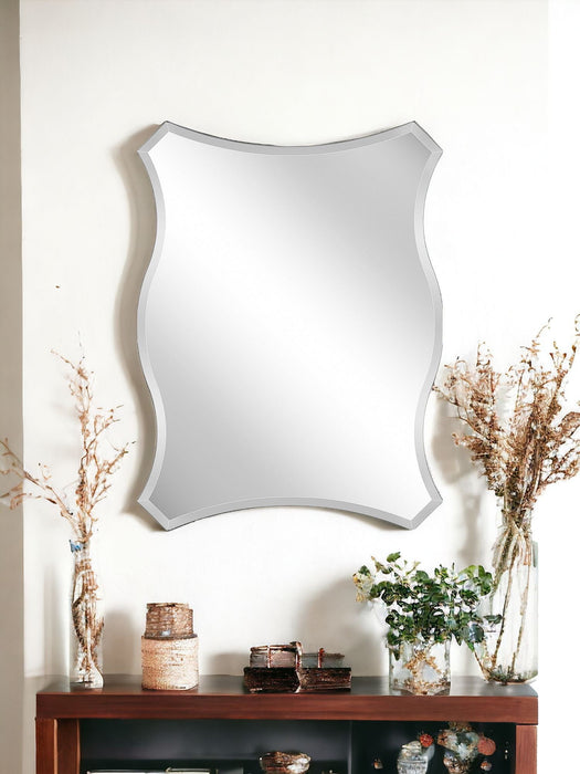 32" Novelty Glass Framed Accent Mirror - Silver