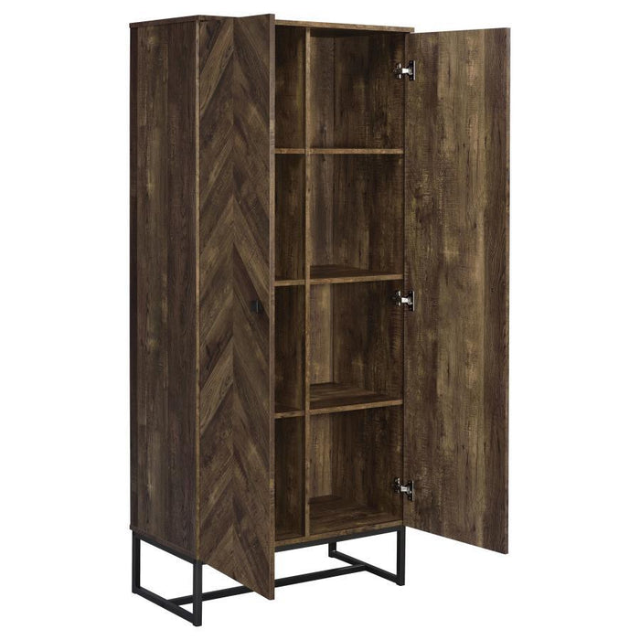 Carolyn - 2-Door Accent Cabinet - Rustic Oak And Gunmetal - Wood - Simple Home Plus