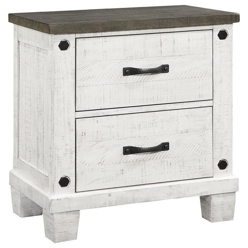Lilith - 2-Drawer Nightstand - Distressed Gray And White - Simple Home Plus