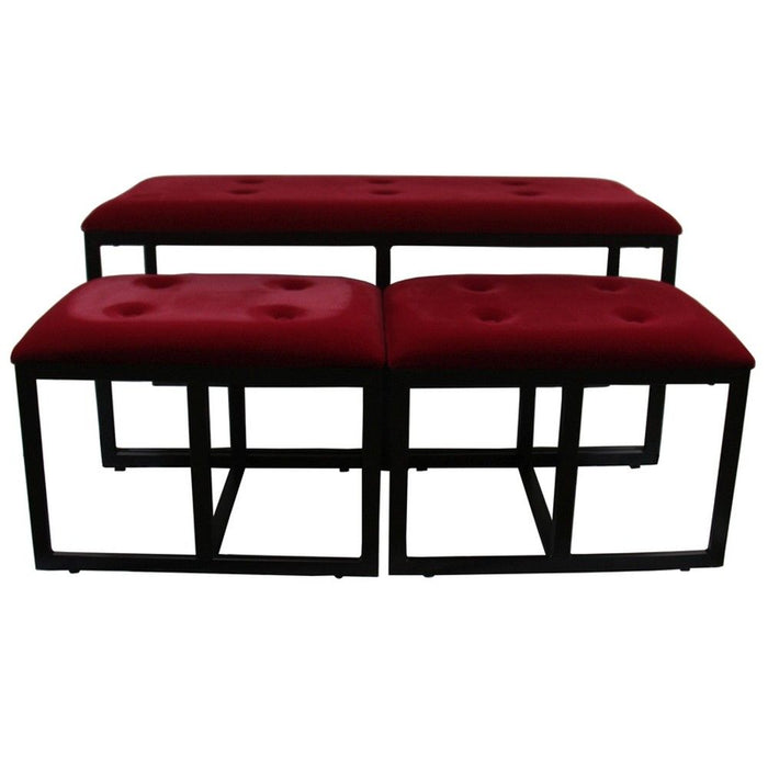 Upholstered Microfiber Bench - Red / Black