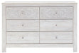 Paxberry - Whitewash - Six Drawer Dresser - Medallion Drawer Pulls - Simple Home Plus