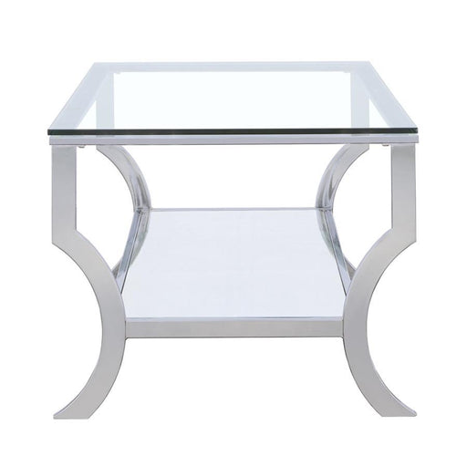 Saide - Rectangular Coffee Table With Mirrored Shelf - Chrome - Simple Home Plus