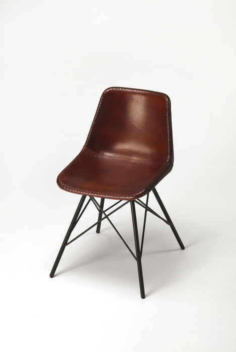 31.5" Faux Leather Side Chair - Brown / Black