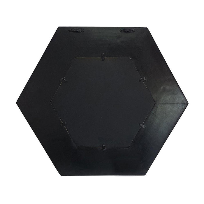 19" Hexagon Framed Accent Mirror - Black