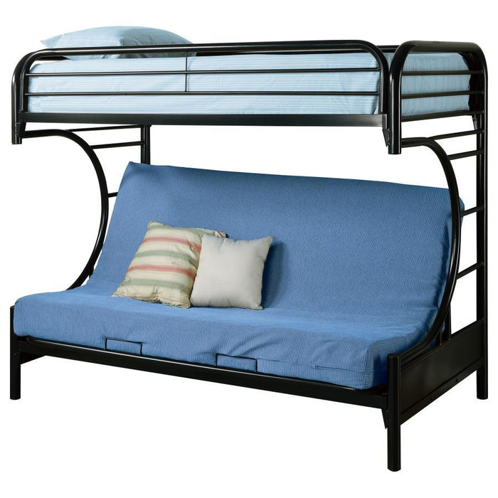 Montgomery - Twin Over Futon Bunk Bed - Glossy Black - Simple Home Plus