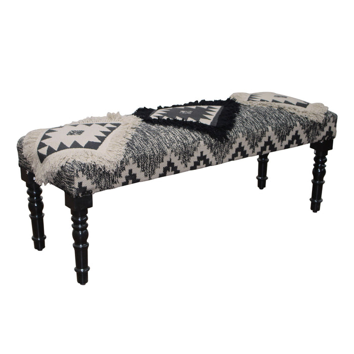 Leg Southwest Upholstered Bench - Black / White Black