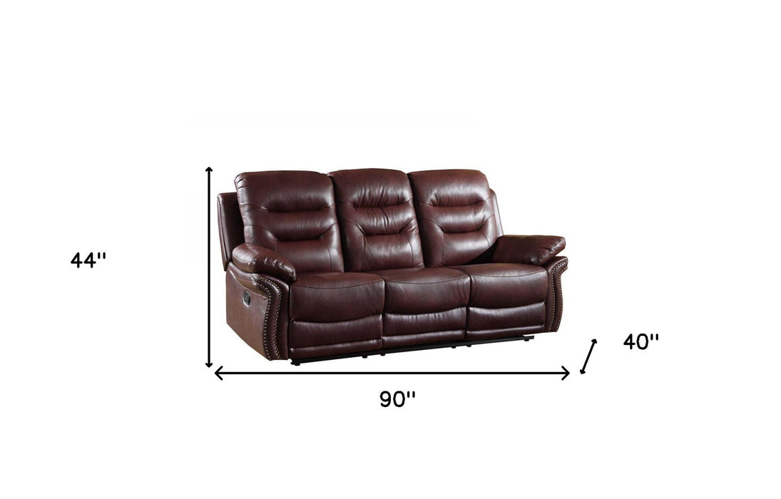 Faux Leather Sofa With Black Legs - Burgundy