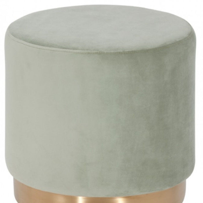 Velvet Footstool Ottoman - Gray / Gold