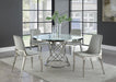 Irene - Round Glass Top Dining Table - White And Chrome - Simple Home Plus