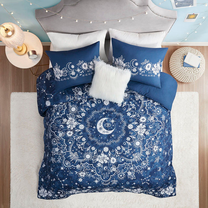 Stella - Twin Celestial Duvet Cover Set - Navy