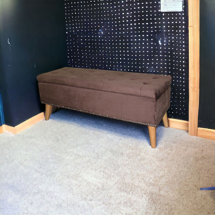 Suede Storage Bench - Cozy Brown