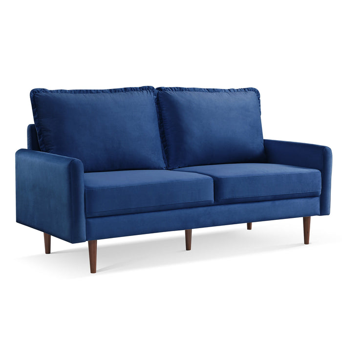 Sofa Velvet With Dark Brown Legs - Blue