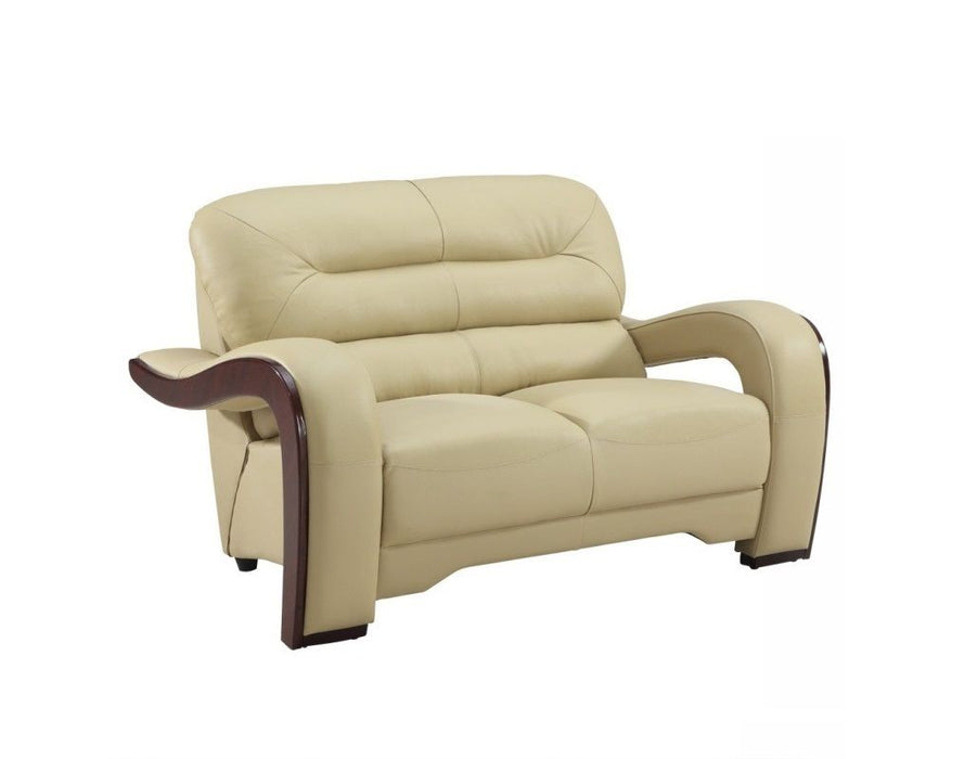 Three Piece Indoor Genuine Leather Six Person Seating Set - Beige