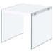 Opal - Square End Table With Clear Glass Legs - White High Gloss - Simple Home Plus