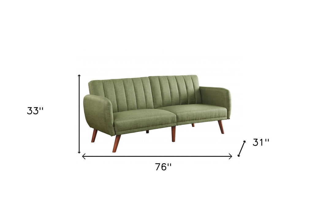 Linen And Wood Brown Sleeper Sofa - Green