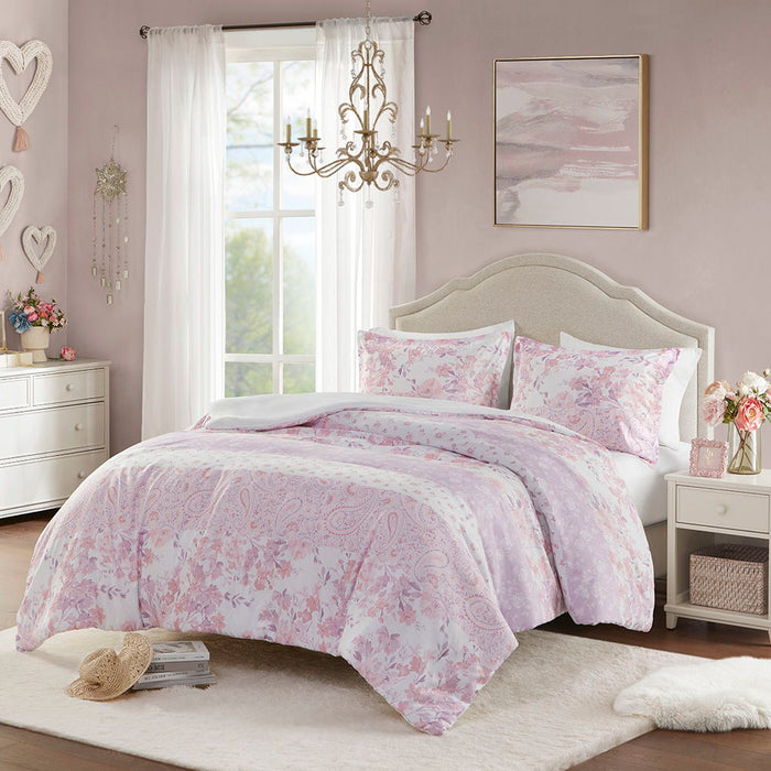 Oliena - Floral Paisley Duvet Cover Set - Pink