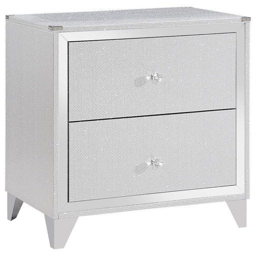 Larue - 2-Drawer Nightstand With USB Port - Silver - Simple Home Plus