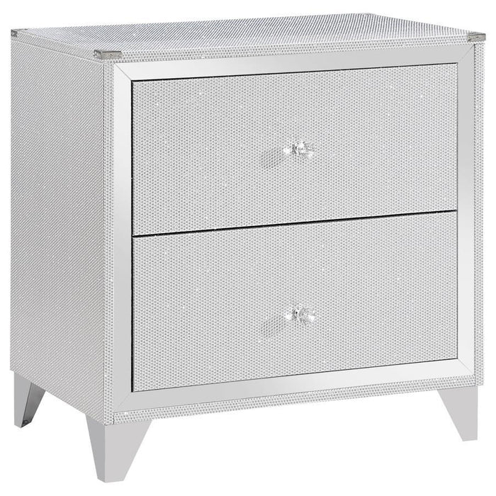 Larue - 2-Drawer Nightstand With USB Port - Silver - Simple Home Plus