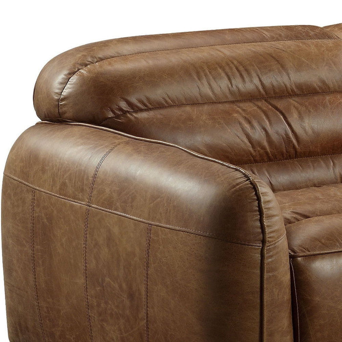 Top Grain Leather Sofa With Black Legs - Dark Brown